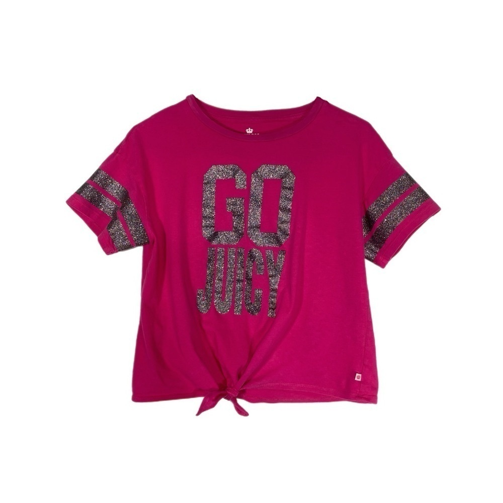 Juicy Couture Girl’s Plus Glitter Print “Go Juicy” Pink Top